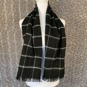 Don Loper Beverly Hills Unisex Neck Rectangle Scarf Black/White Plaid Fringe